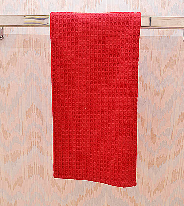 Festive colored Waffle Weaves Kitchen Towel. Red color